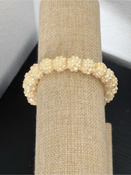 Hand Crafted Jewelry - Handcrafted white ab resin rhinestone beaded bracelet